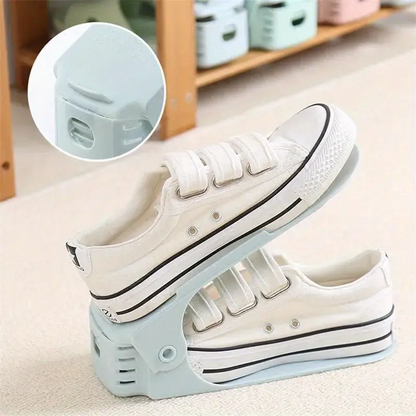 Adjustable Double-layer Plastic Shoe Rack 2pc