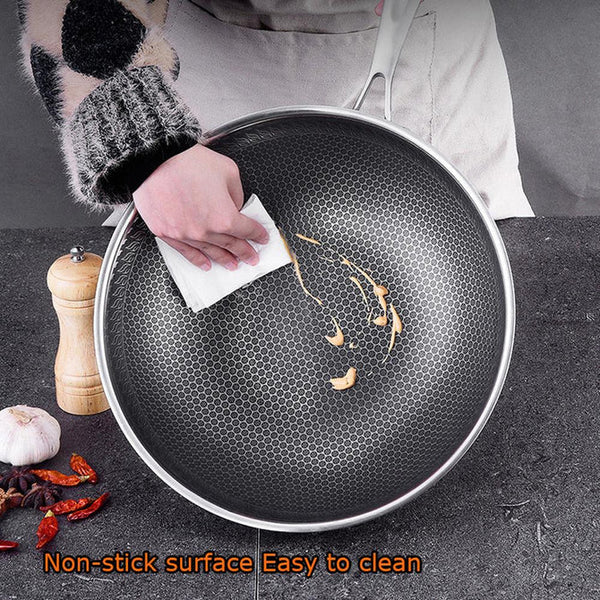 Honeycomb Laser Coated Nonstick Wok With Lid, Karahi