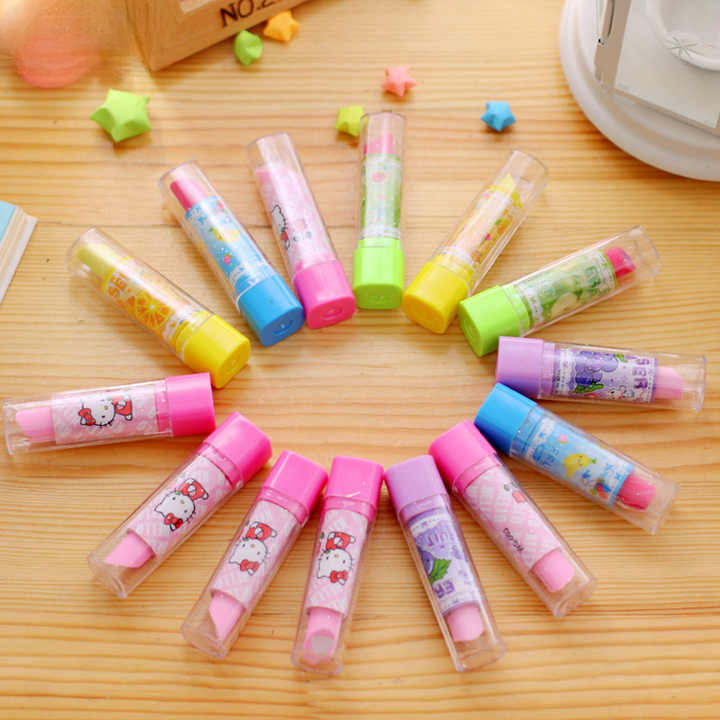 2PC Kids Creative Lipstick Rotary Rubber Eraser