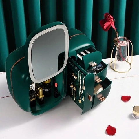 Modern Cosmetic Organizer with LED Mirror